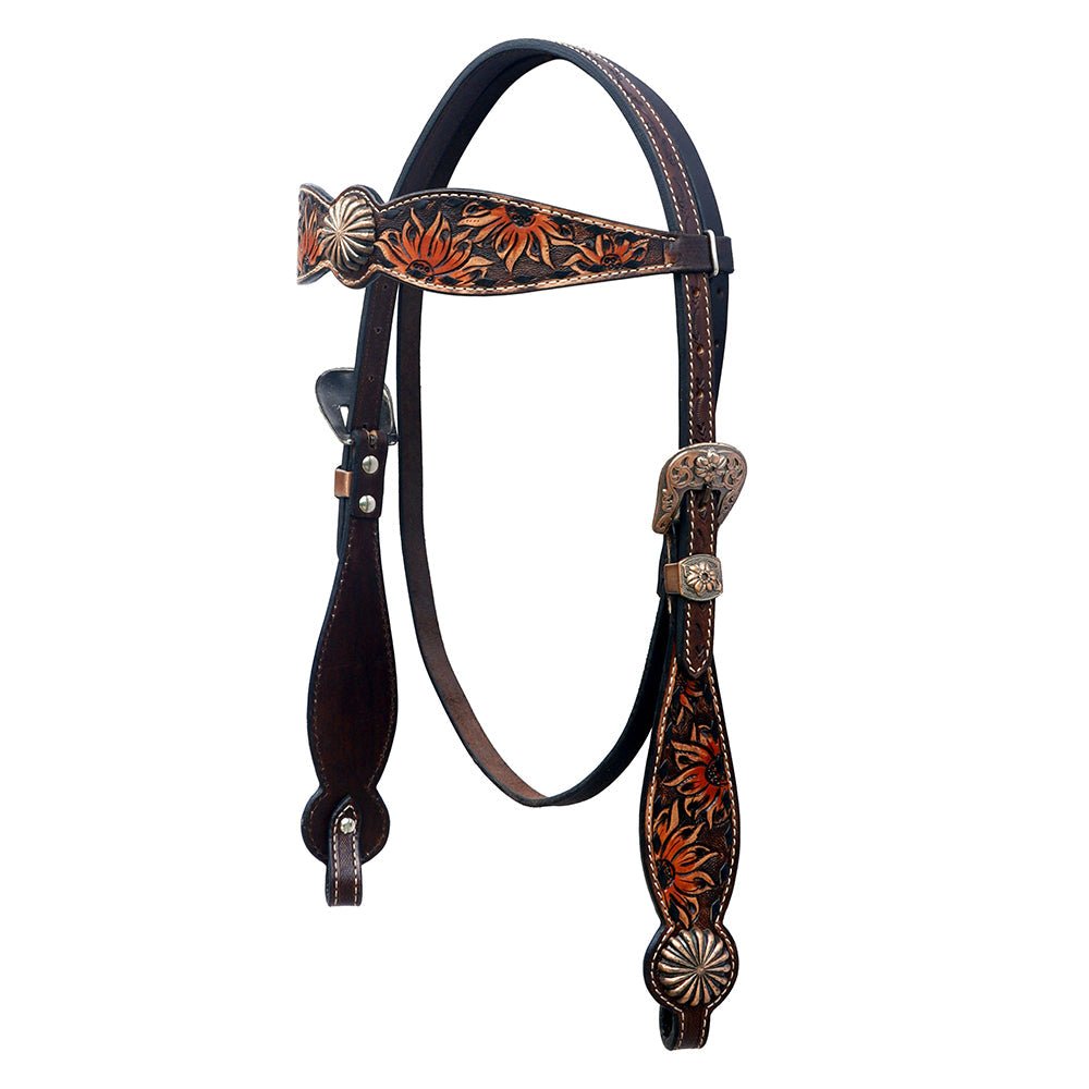 Hand-Carved Leather Western Headstall And Breast Collar Set For Training And Showing