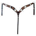 Hilason Horse Floral Hand Carved American Leather Breast Collar Headstall Brown