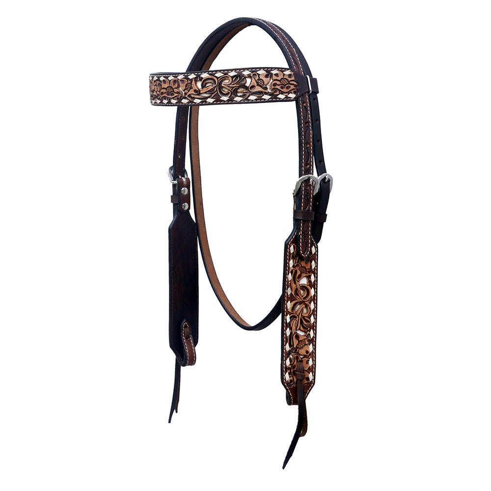 Hand-Carved Leather Western Headstall And Breast Collar Set For Training And Showing