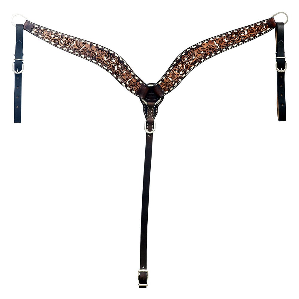 Hand-Carved Leather Western Headstall And Breast Collar Set For Training And Showing