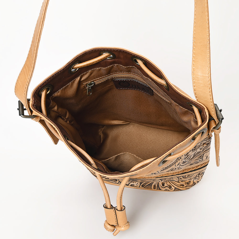 Ohlay Tote Hand Tooled Genuine Leather