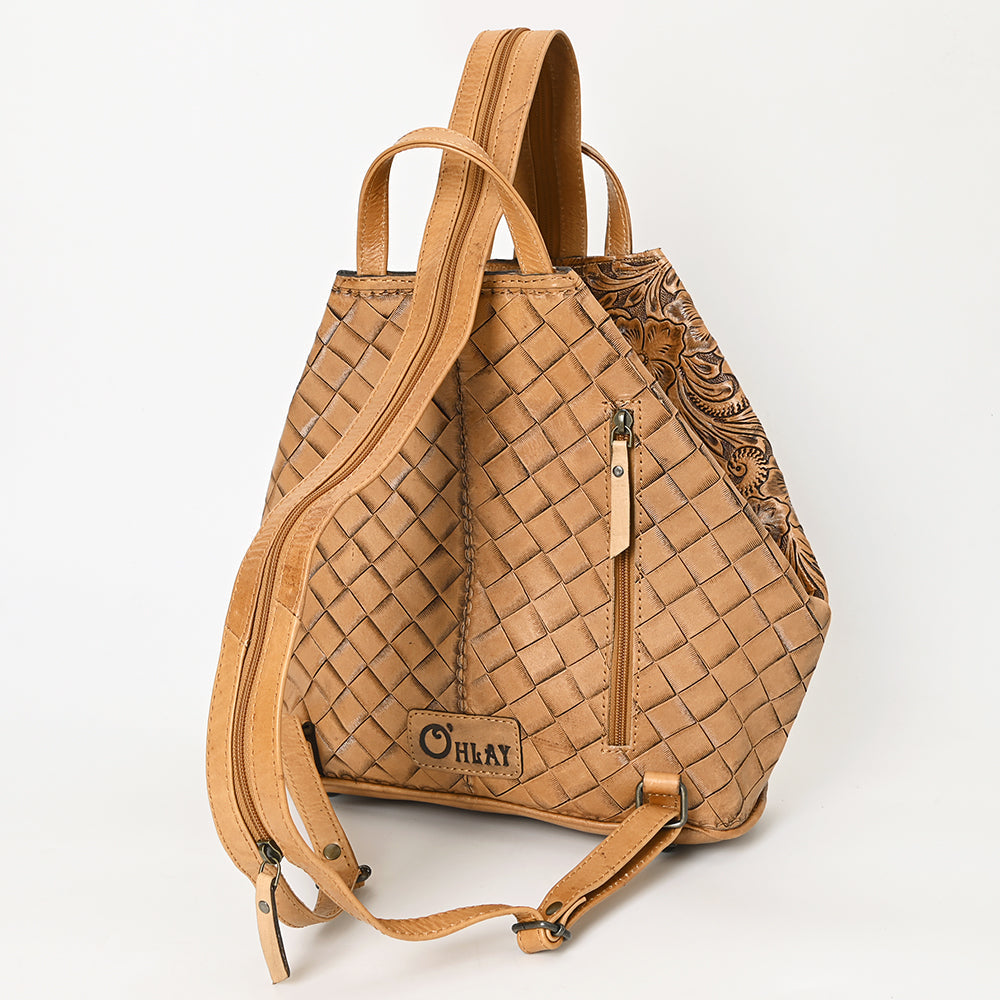 Ohlay Bags Backpack Hand Tooled Genuine Leather