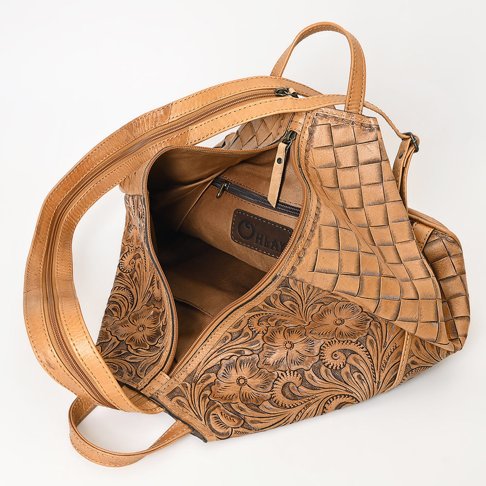 Ohlay Bags Backpack Hand Tooled Genuine Leather