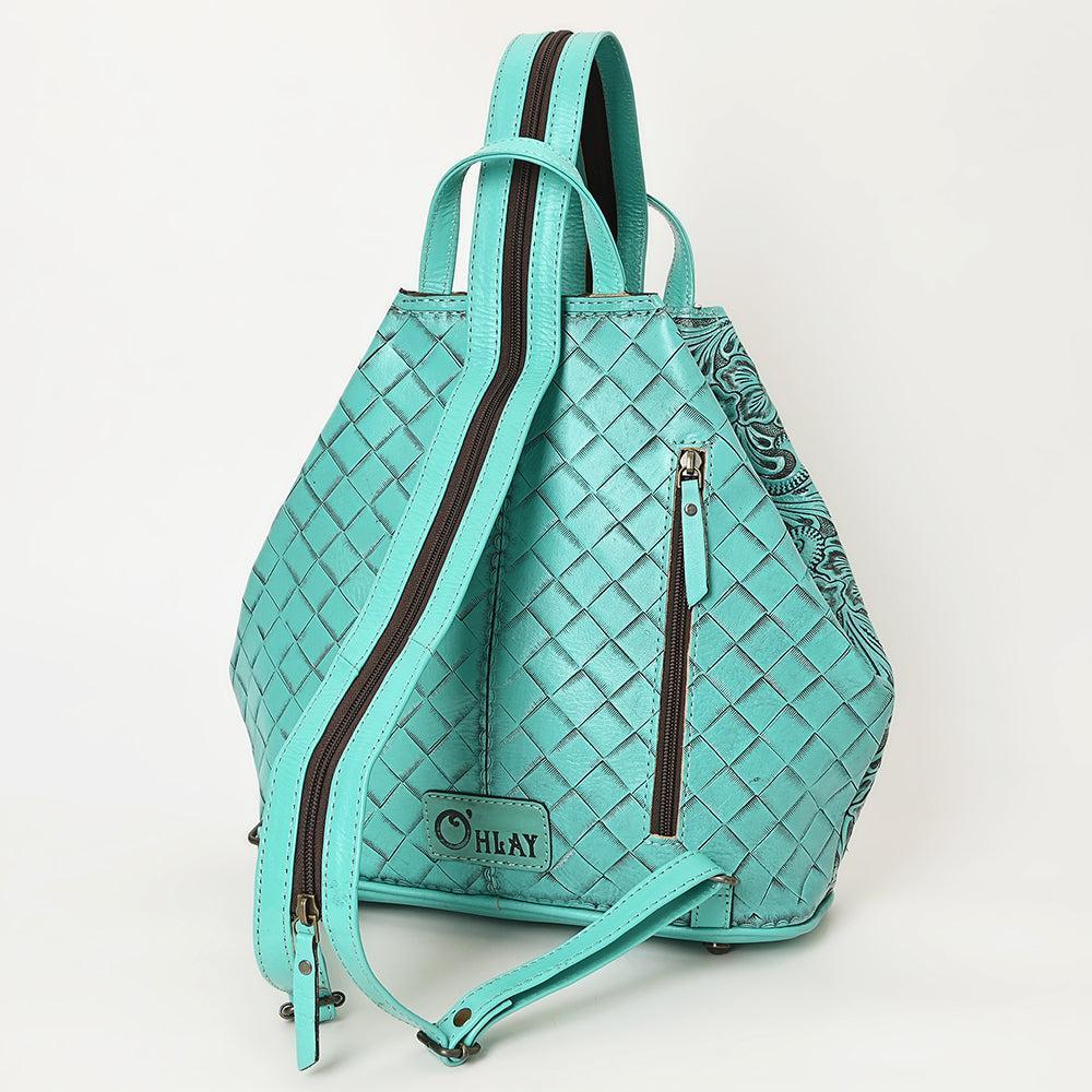 OHLAY Hand-Tooled Leather Backpack