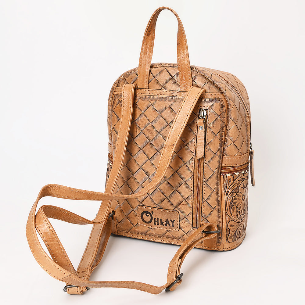 Ohlay Backpack Hand Tooled Genuine Leather