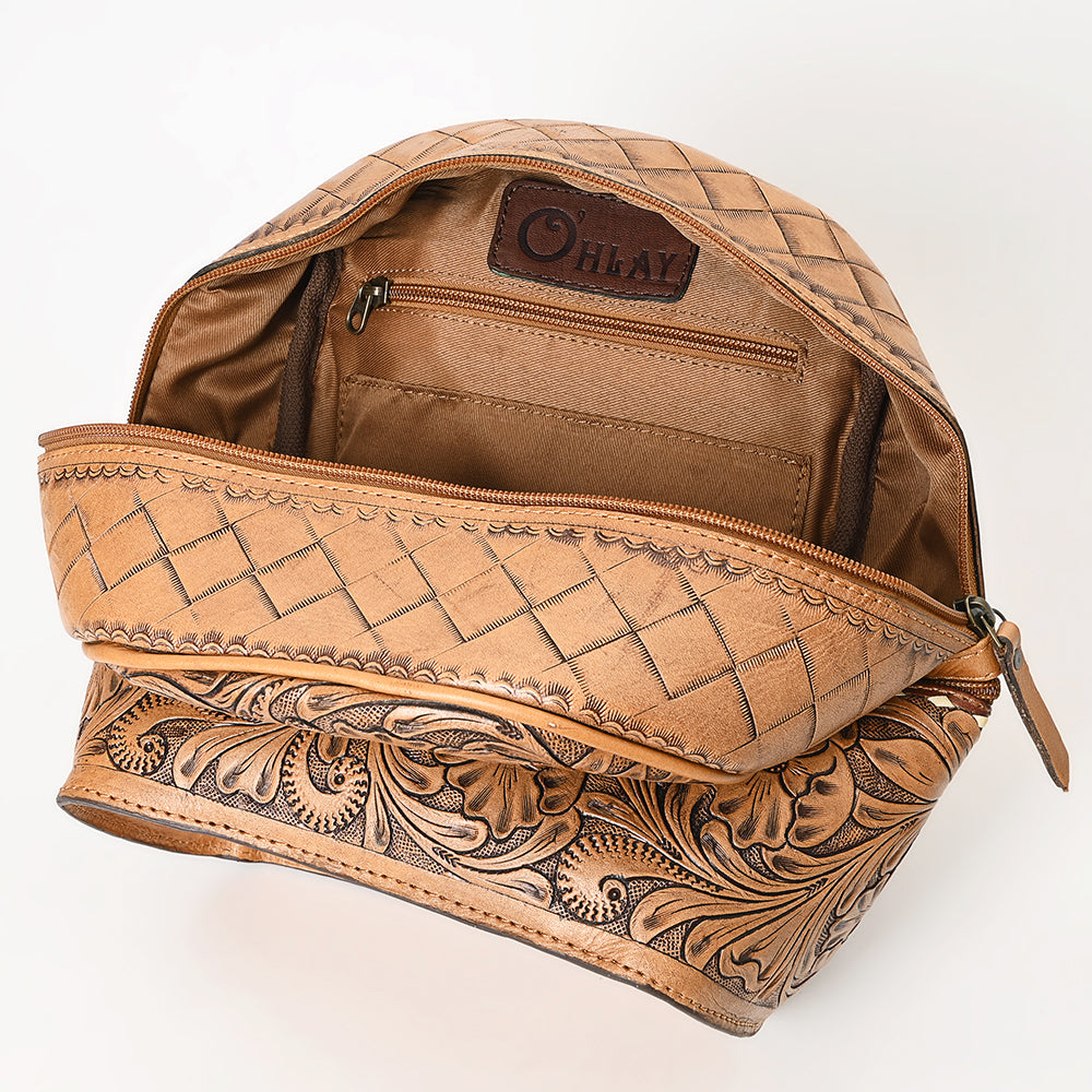 Ohlay Backpack Hand Tooled Genuine Leather
