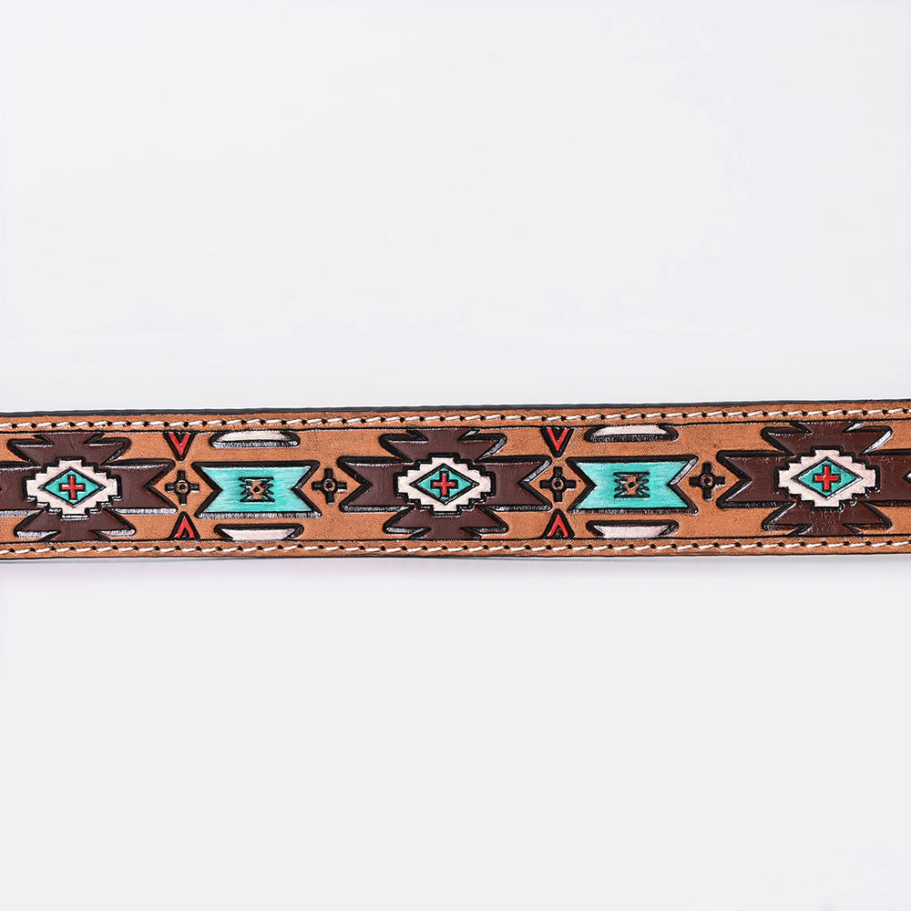 OHLAY Beautifully hand tooled Genuine American Leather Belt Men and Women Painted