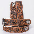 OHLAY Hand-Tooled Genuine American Leather Belt