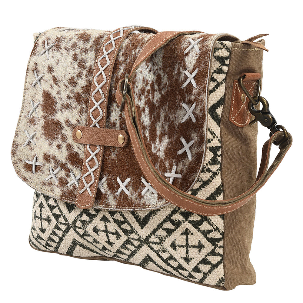 Ohlay Hobo Upcycled Wool Upcycled Canvas Hair-on Genuine Leather