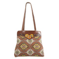 Ohlay Hobo Hand Tooled Upcycled Canvas Genuine Leather