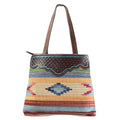 Ohlay Hobo Hand Tooled Upcycled Wool Upcycled Canvas Genuine Leather