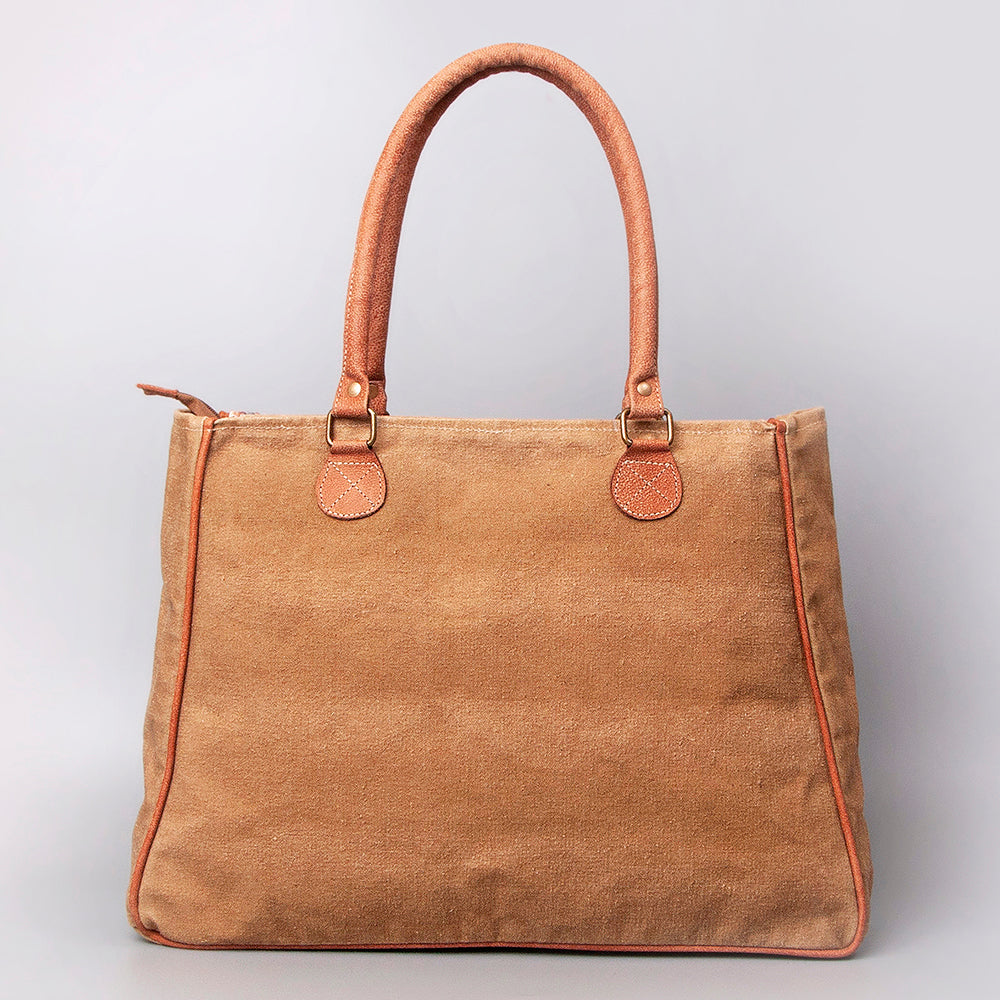 OHLAY Upcycled Wool Embossed Hair-On Genuine Leather Weekender Bag