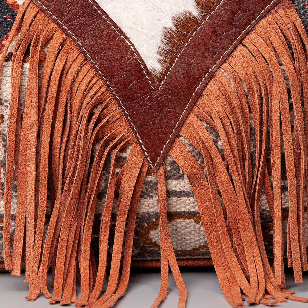 OHLAY Upcycled Wool Embossed Hair-On Genuine Leather Weekender Bag