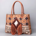 OHLAY Upcycled Wool Embossed Hair-On Genuine Leather Weekender Bag