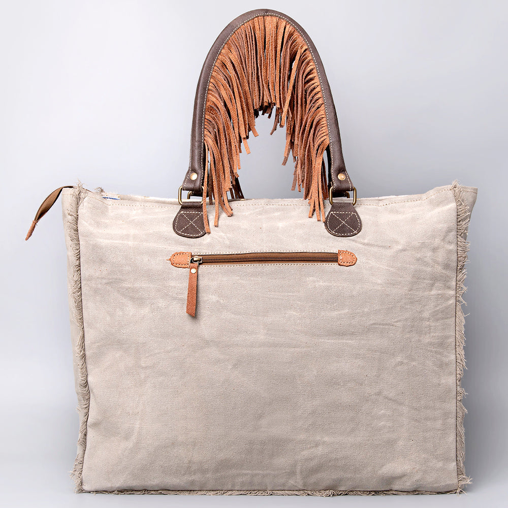Ohlay Weekender Upcycled Canvas Hair-on Genuine Leather