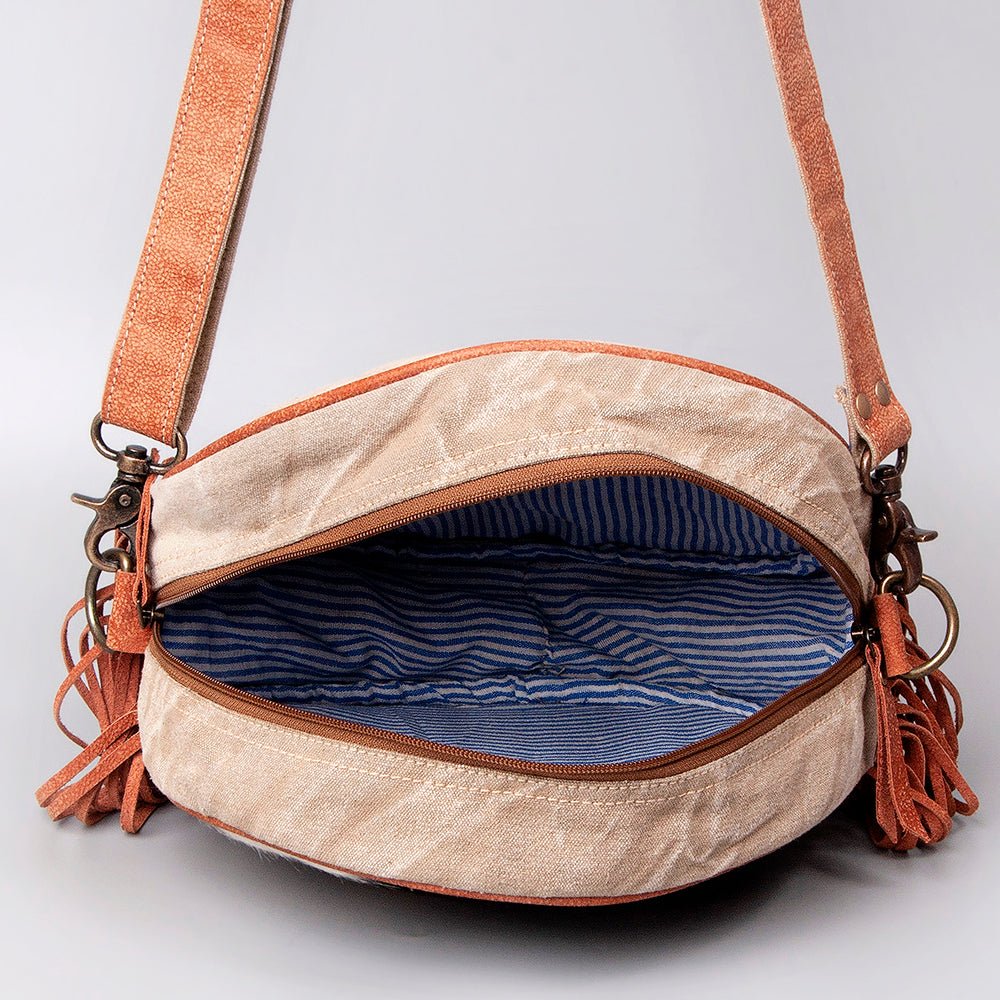 OHLAY Upcycled Wool Canvas Hair-On Canteen Bag