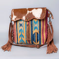 OHLAY Upcycled Wool Canvas Hair-On Leather Crossbody Bag