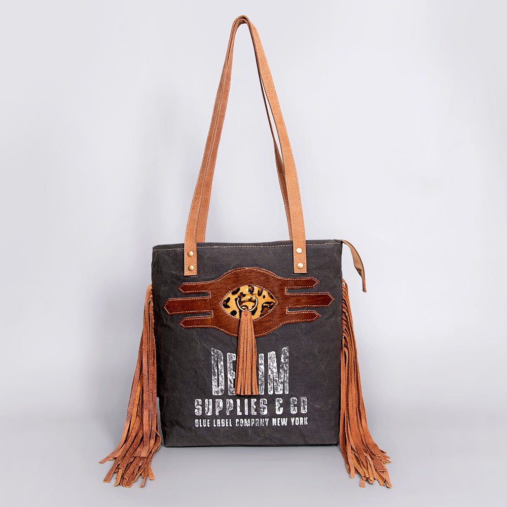 Ohlay Hobo Upcycled Canvas Hair-on Genuine Leather