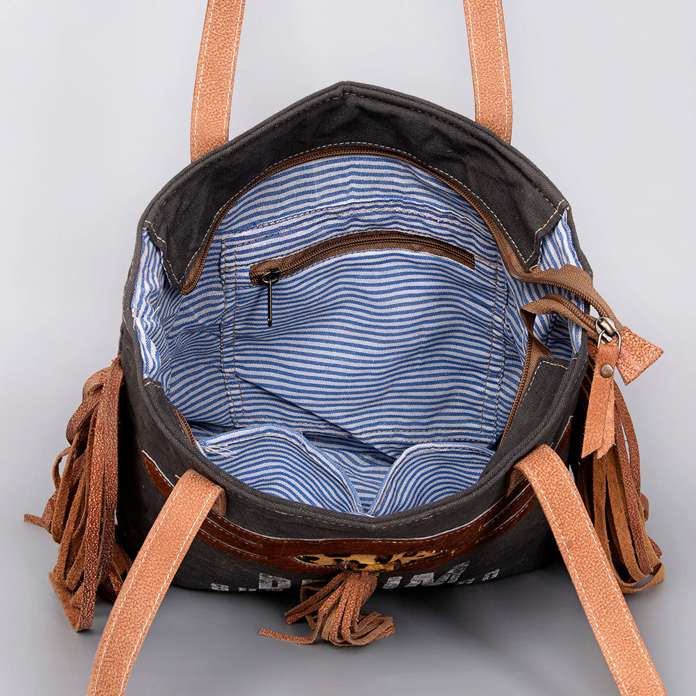 Ohlay Hobo Upcycled Canvas Hair-on Genuine Leather