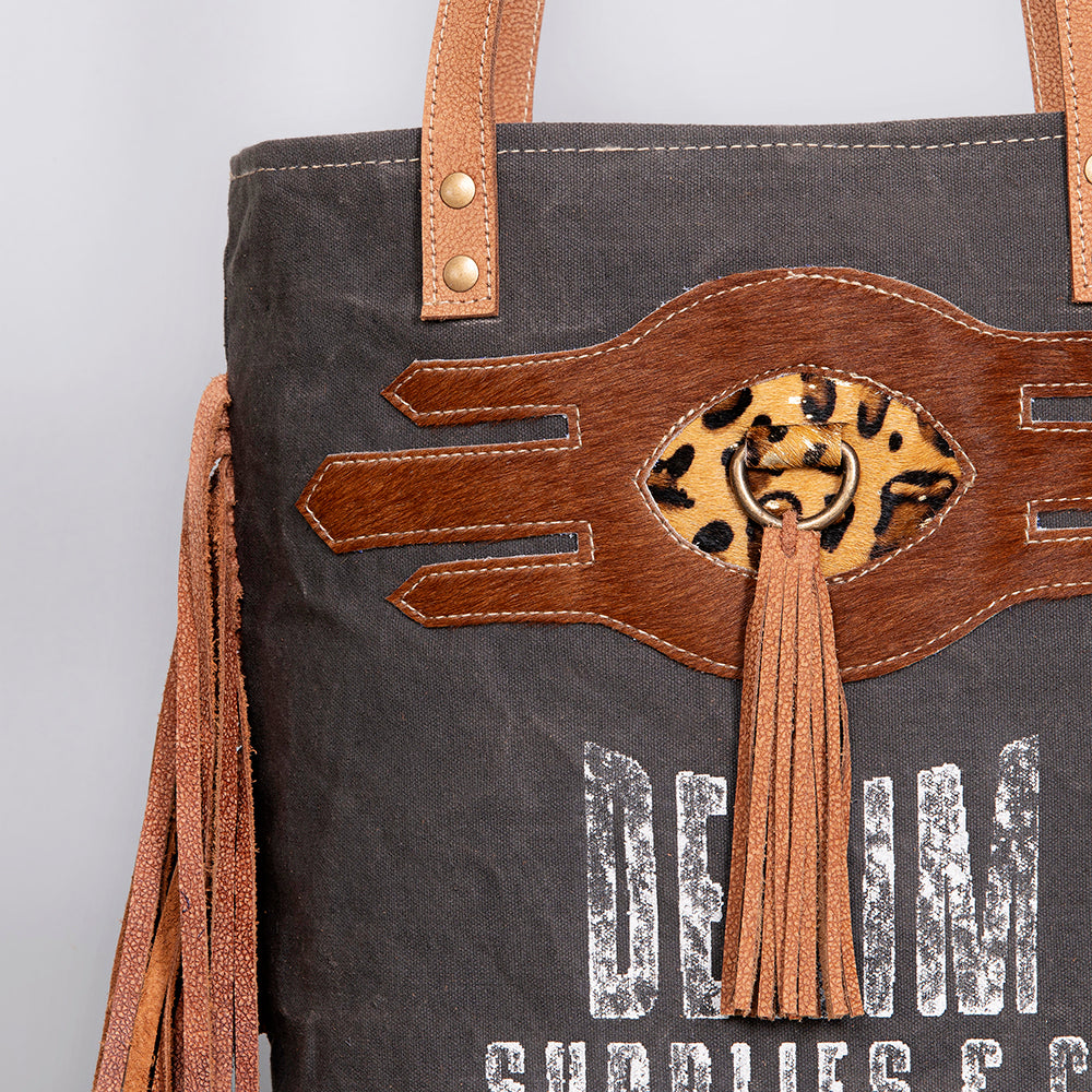 Ohlay Hobo Upcycled Canvas Hair-on Genuine Leather