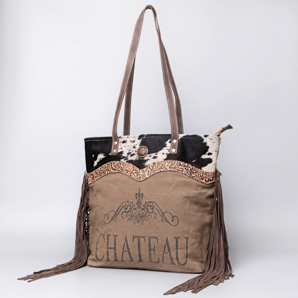 Ohlay Hobo Upcycled Canvas Embossed Hair-on Genuine Leather