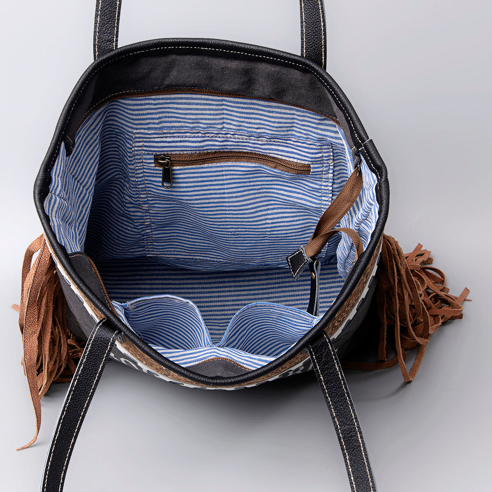 Ohlay Hobo Upcycled Canvas Embossed Genuine Leather