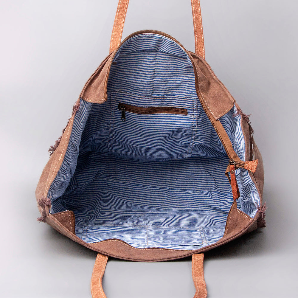 Ohlay Weekender Upcycled Canvas Hair-on Genuine Leather