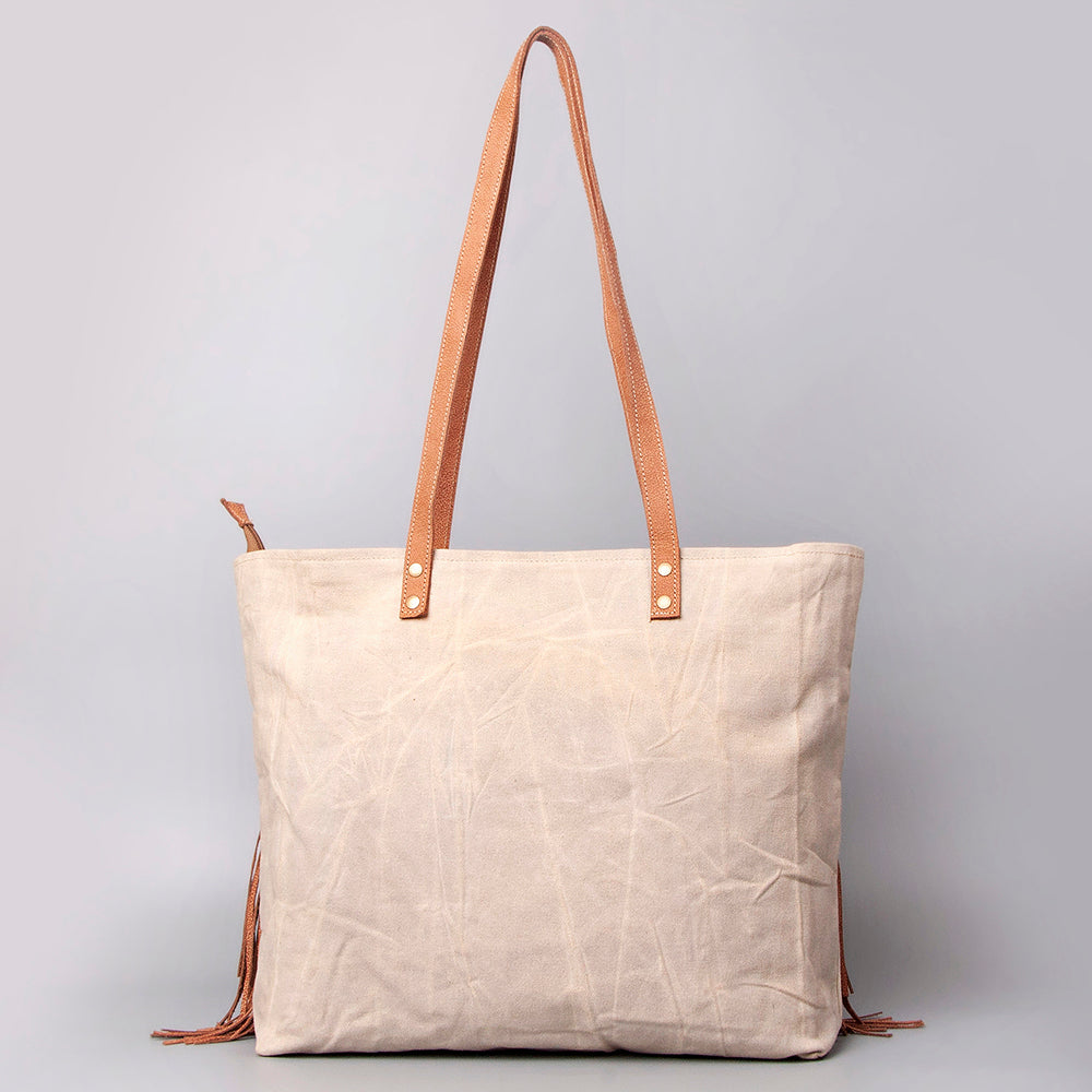 OHLAY Weekender Upcycled Canvas Hair-On Genuine Leather Women Bag Western Handbag Purse | Womens Handbags Belt for Summer