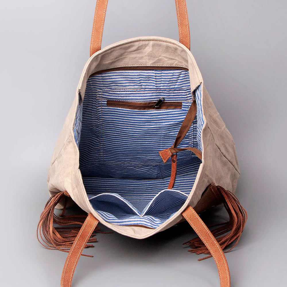 OHLAY Weekender Upcycled Canvas Hair-On Genuine Leather Women Bag Western Handbag Purse | Womens Handbags Belt for Summer