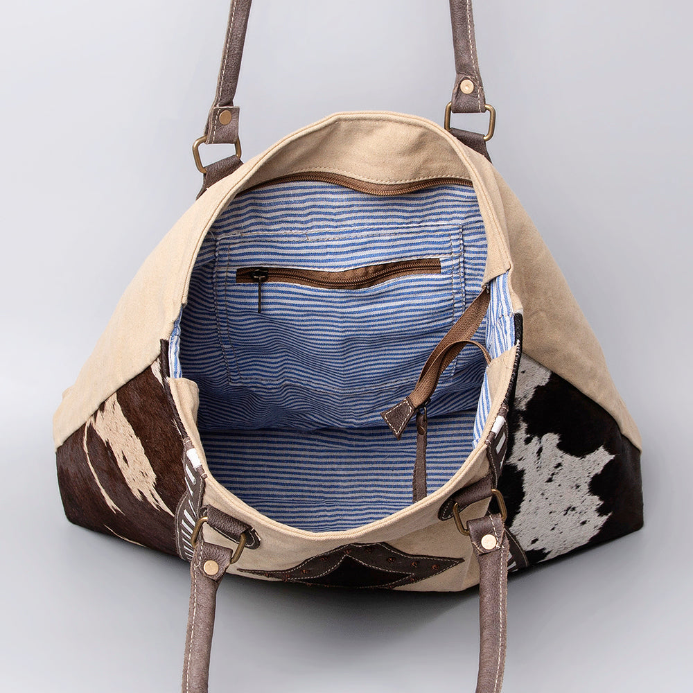 Ohlay Hobo Upcycled Canvas Hair-on Genuine Leather