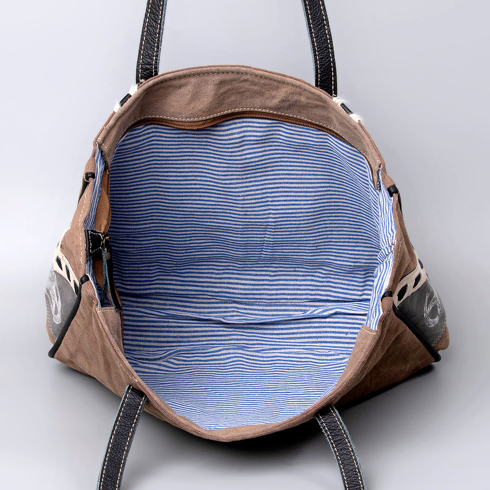 Ohlay Hobo Upcycled Canvas Hair-on Genuine Leather