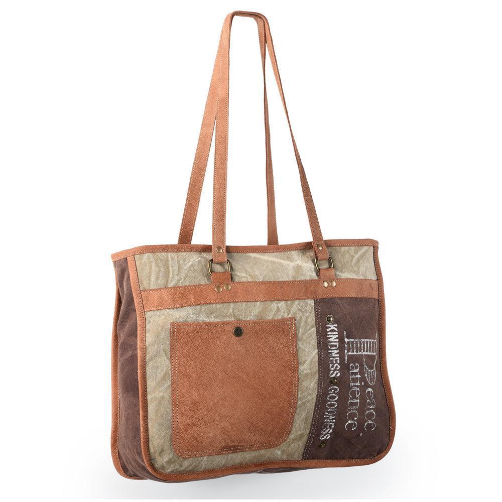OHLAY Upcycled Canvas Leather Tote