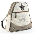 OHLAY Cotton Denim Leather Backpack