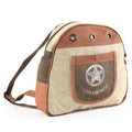 OHLAY Cotton Denim Leather Backpack