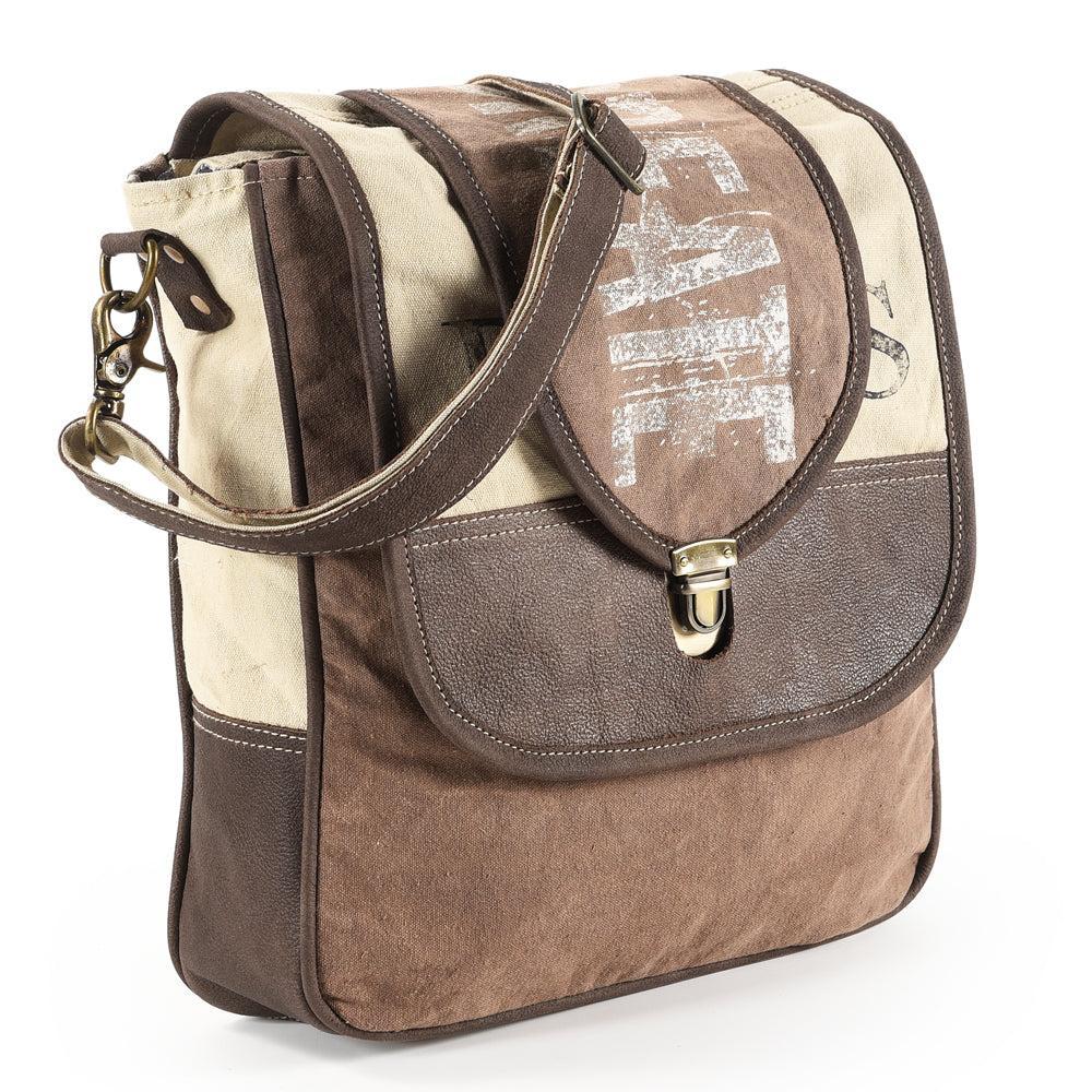 OHLAY Cotton Denim Leather Crossbody Bag