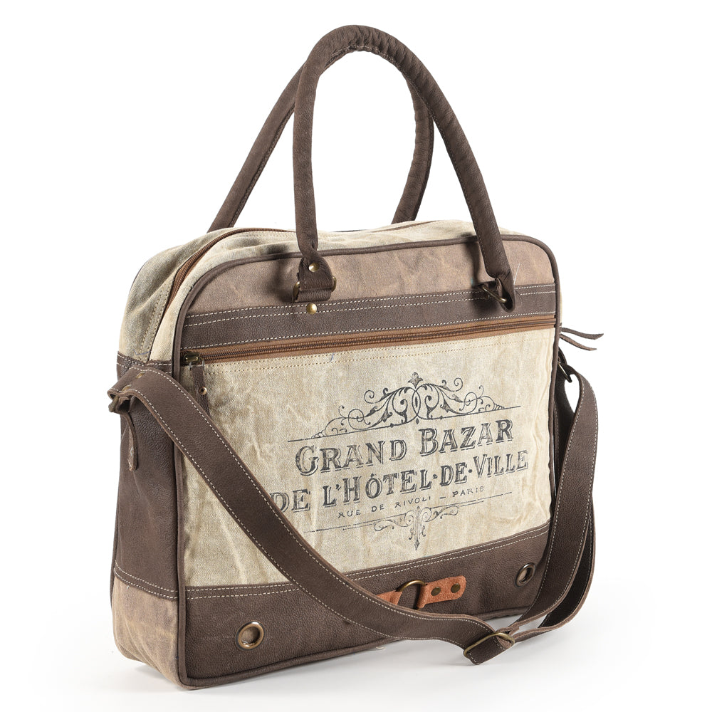 OHLAY Upcycled Canvas Leather Briefcase