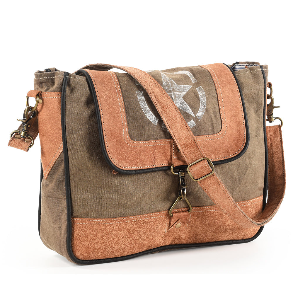 OHLAY Upcycled Canvas Leather Crossbody Bag