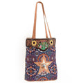 OHLAY Hand-Tooled Upcycled Canvas Hair-On Leather Tote