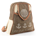 OHLAY Upcycled Canvas Leather Backpack