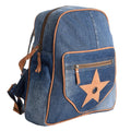 OHLAY Cotton Denim Leather Backpack