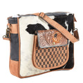Ohlay Hobo Hand Tooled Upcycled Canvas Hair-on Genuine Leather
