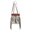 OHLAY Hand-Tooled Upcycled Canvas Leather Tote