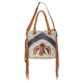 OHLAY Hand-Tooled Upcycled Canvas Leather Tote