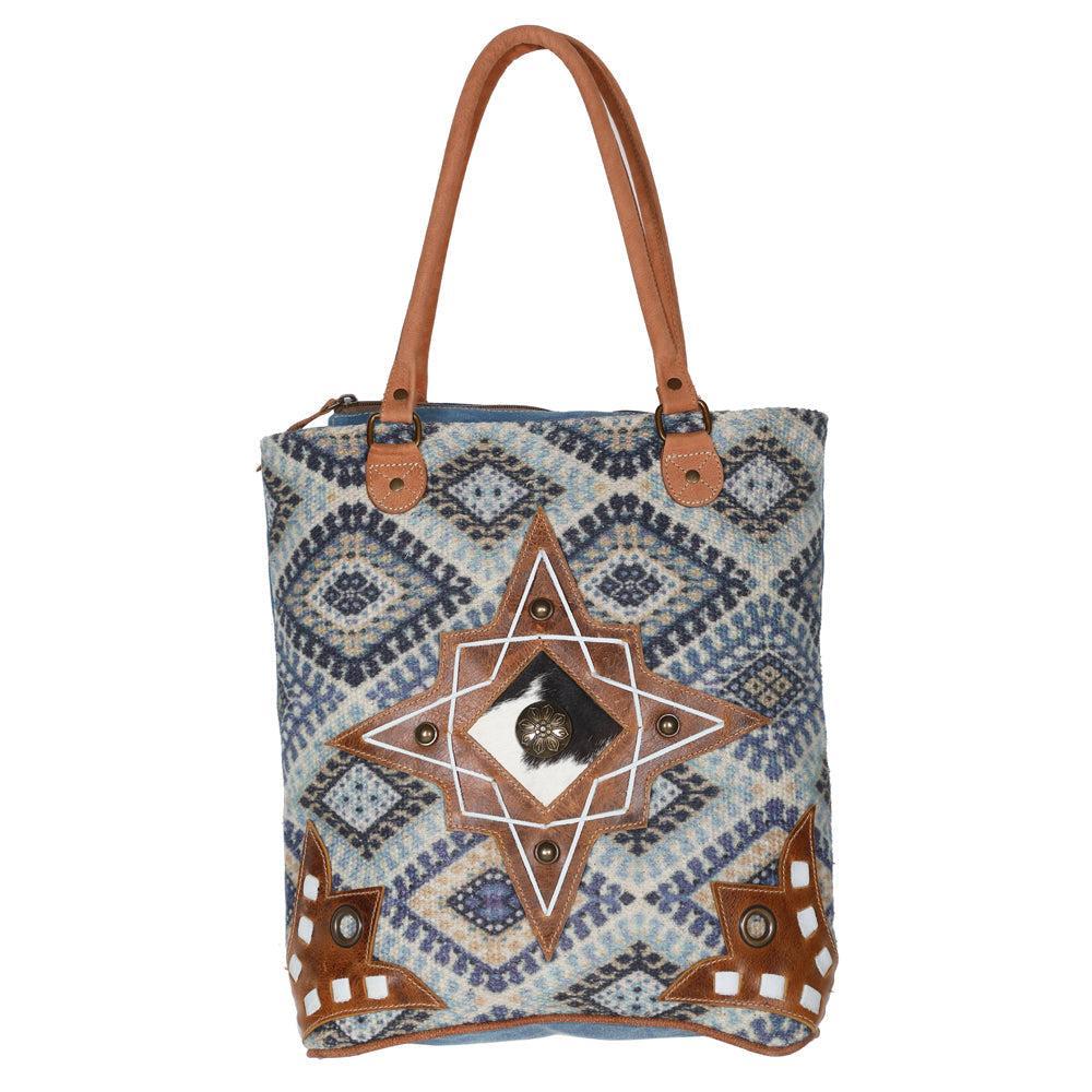 OHLAY Upcycled Canvas Hair-On Leather Tote