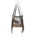 OHLAY Hand-Tooled Upcycled Canvas Hair-On Leather Tote
