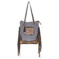 OHLAY Hand-Tooled Upcycled Canvas Leather Tote