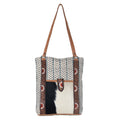 OHLAY Hand-Tooled Upcycled Canvas Hair-On Leather Tote
