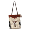 OHLAY Hand-Tooled Upcycled Canvas Hair-On Leather Tote
