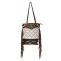 OHLAY Hand-Tooled Upcycled Canvas Hair-On Leather Tote