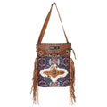 OHLAY Hand-Tooled Upcycled Canvas Hair-On Leather Clutch